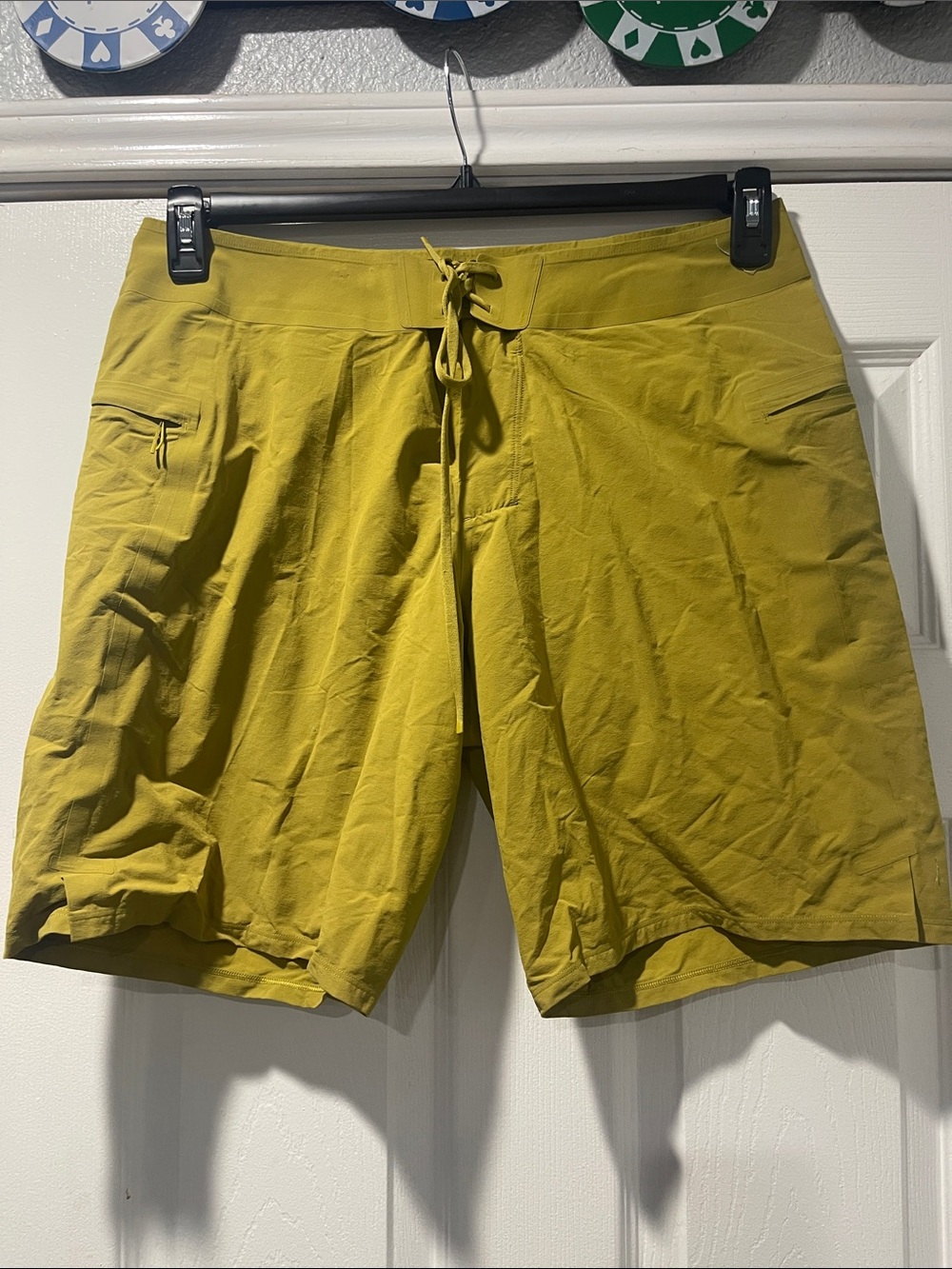 Men's Olive-Green Lululemon Swim Shorts with Drawstring